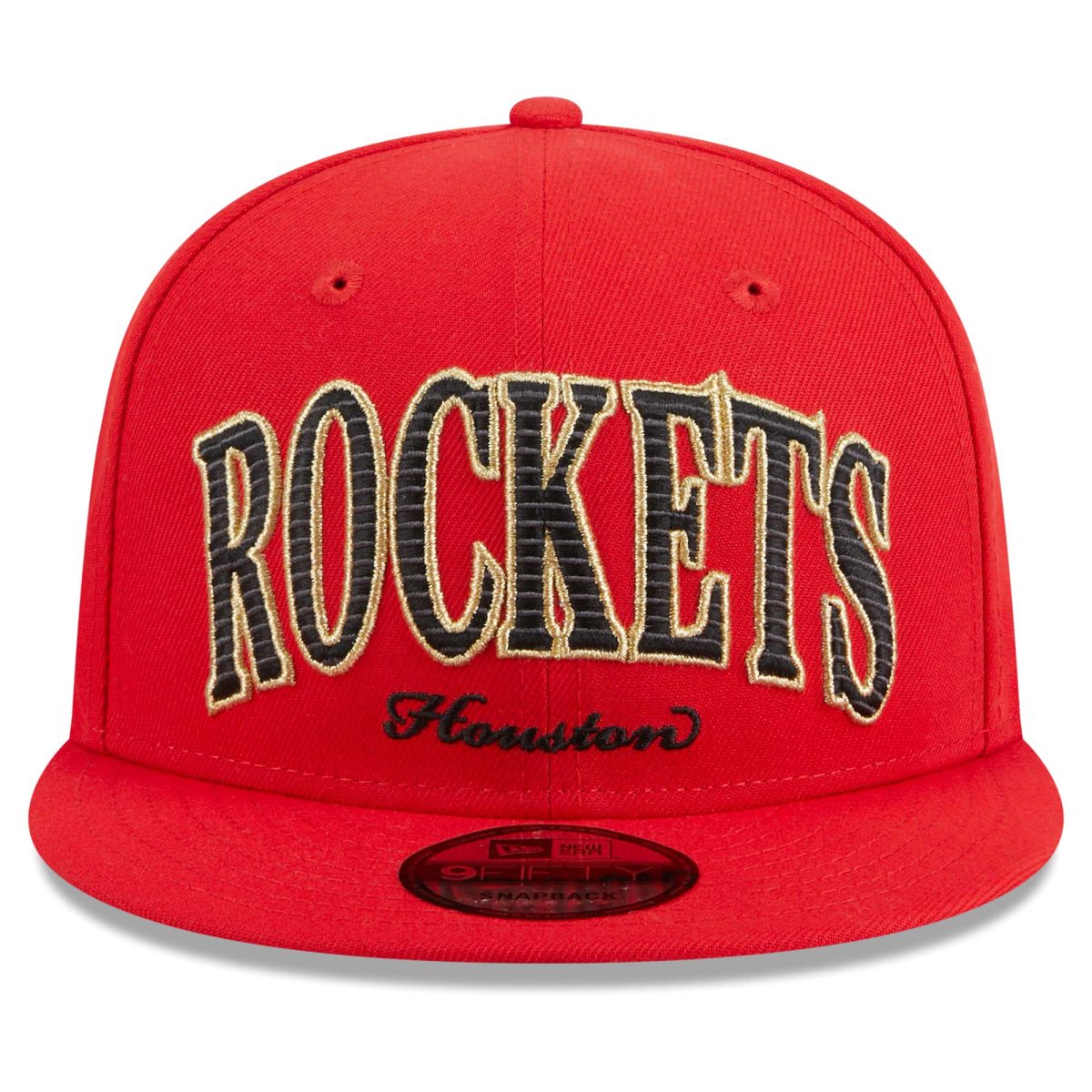 Official Houston Rockets mens houston rockets new era red golden tall text 9fifty snapback hat | NBA Store