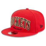 Official Houston Rockets mens houston rockets new era red golden tall text 9fifty snapback hat | NBA Store
