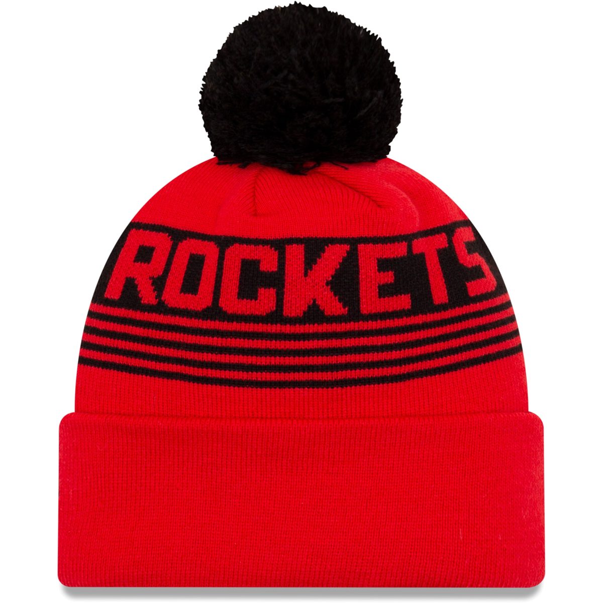 Official Houston Rockets mens houston rockets new era red proof cuffed knit hat with pom | NBA Store