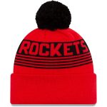 Official Houston Rockets mens houston rockets new era red proof cuffed knit hat with pom | NBA Store