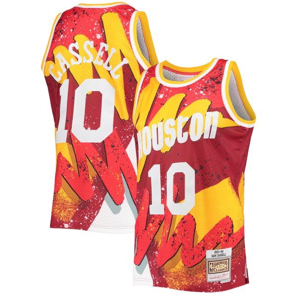 Official Houston Rockets mens houston rockets sam cassell mitchell  ness red hardwood classics 199394 hyper hoops swingman jersey | NBA Store
